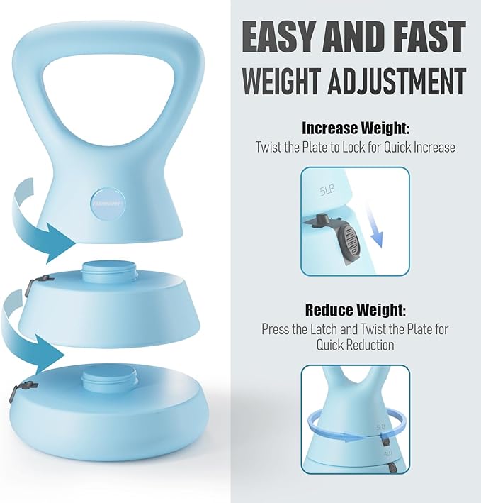 EAST MOUNT 15LB Adjustable Kettlebell Set – 3-in-1 (5/9/15 LB), Compact Adjustable Weights, Wide Triangle Handle and Wrist-Friendly Design for Home Gym, Full-Body Workouts and Strength Training
