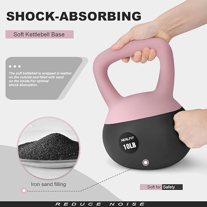 Soft Kettlebell 5LB/10LB/15LB/20LB/25LB, Kettlebells for Home Gym Strength Training, Anti-Slip Fitness Weights for Men Women