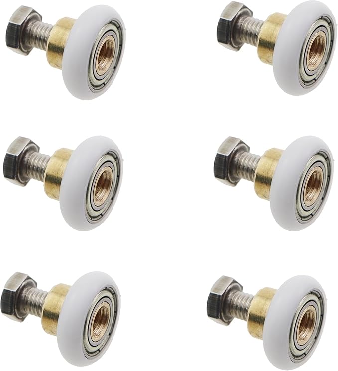 6PCS Diameter 19mm Bathroom Sliding Glass Door Pulley with Screws Shower Gate Rollers Replacement Nylon Wheel and Copper Arbor