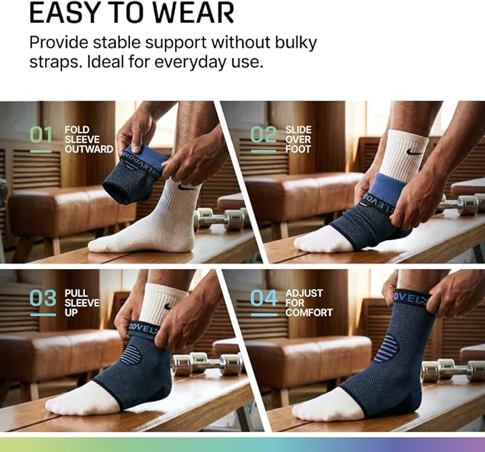 Modvel Ankle Brace for Women & Men - Compression Ankle Sleeve & Foot Brace, Right Left Ankle Support for Sprained Ankle, Achilles Tendonitis, Plantar Fasciitis Relief, Running Basketball Soccer