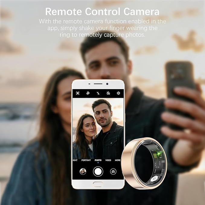 FKGZJF Smart Rings for Women Men, Fitness Ring with Heart Rate, Blood Oxygen, HRV, Stress, Sleep Tracker, Step Tracker, No Subscription Fee, lP68 Waterproof Smart Ring for iPhone & Android (Gold 11#)