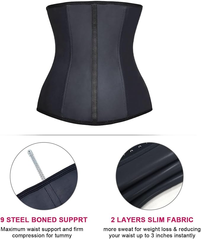 YIANNA Women's Underbust Latex Sport Girdle Waist Trainer Corsets Hourglass Body Shaper