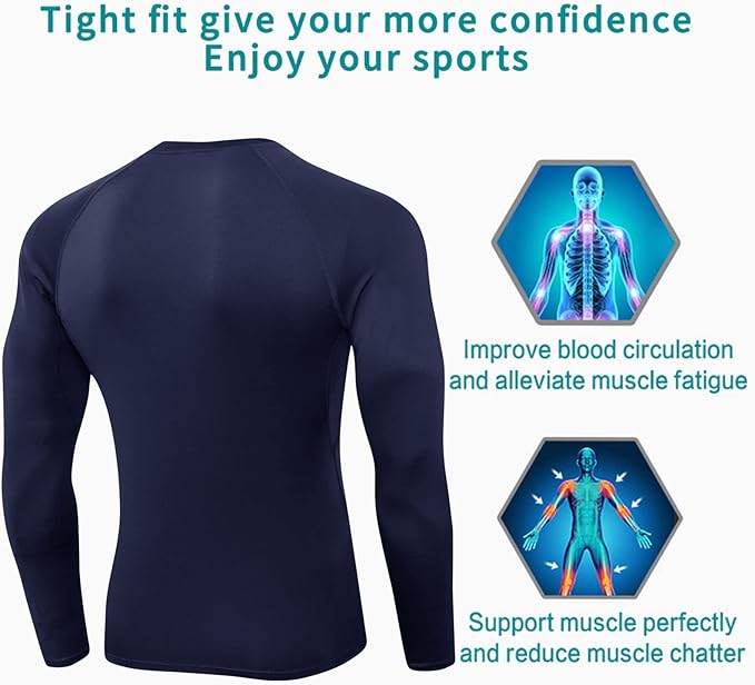 SPVISE 1 or 3 Pack Men's Compression Shirts Long Sleeve Workout Gym T-Shirt Running Top Cool Dry Sports Baselayer Undershirts