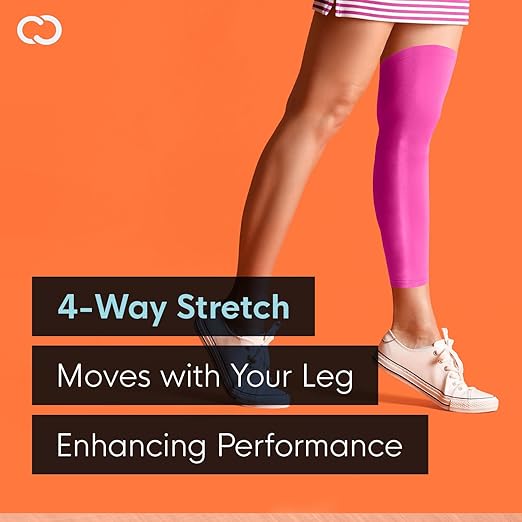 Copper Compression Leg Compression Sleeve - Copper Infused Knee Stabilizer Brace for Running, Meniscus Tear, ACL, MCL, Arthritis, Joint Pain Relief - Thigh & Calf Support for Men & Women - Pink - M