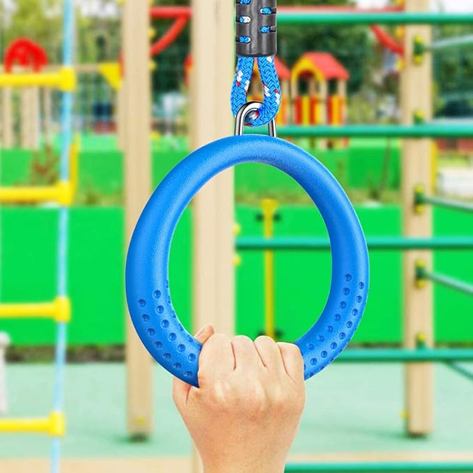 Dolibest 2 Pack of Ninja Gymnastic Rings,Monkey Ring Outdoor Backyard Ninja Accessories Set,Swing Bar Rings Obstacle Course for Training Equipment for Teens,1000LB Capacity