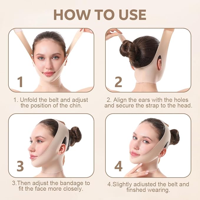 Face Strap Face Lift Belt, Comfortable VShaped Bandage Face Lift Band Face Outline Lifting Facial (Skin Color)