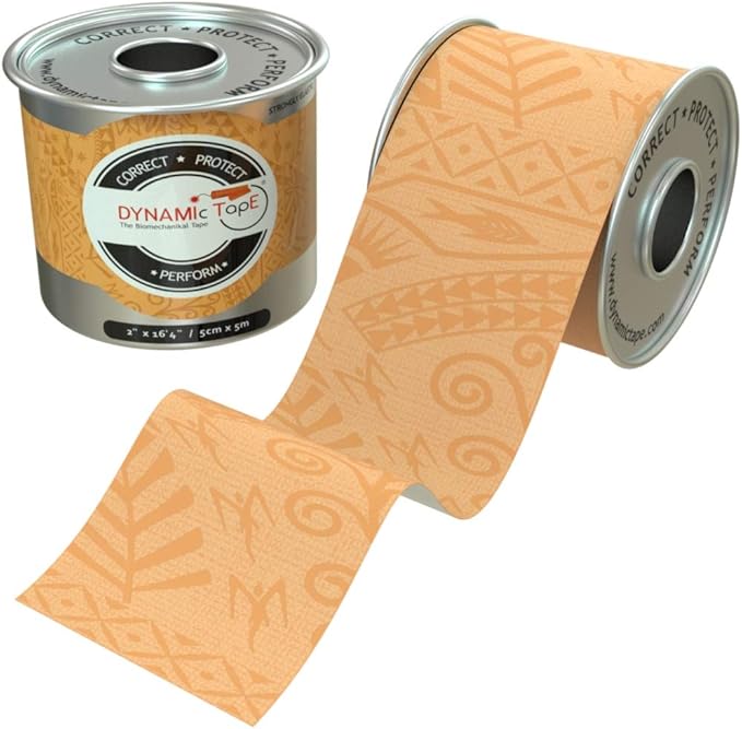 Dynamic Tape Original - Biomechanical Athletic Tape | 4 Way Stretch & Stronger Recoil Than Kinesiology Tape | Designed for Muscle & Joint Load Management | High-Load Sports (101ft - 2" Beige/Black)