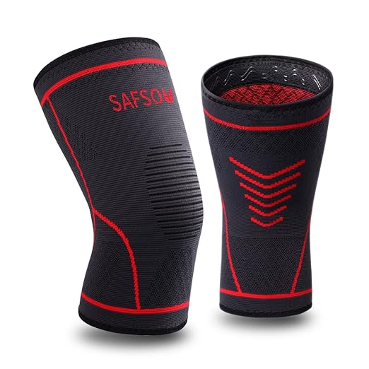 Knee Compression Sleeve,Knee Sleeves for Weightlifting,Knee Braces Runners, Basketball, Weightlifting, Gym, Workout (Large,2 Pack)