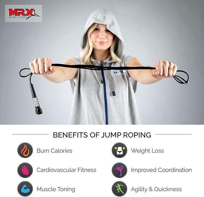 MRX 9" PVC Jump Rope for Cardio Fitness - Versatile Jump Rope for Both Kids and Adults - Great Jump Rope for Exercise