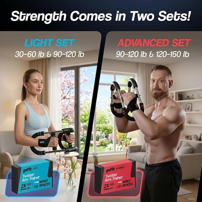 Twister Arm Trainer - Chest Workout Equipment for Full-Body Training with Adjustable Resistance Levels, Professional Arm Workout Machine with Wrist Braces, Chest Exerciser for Men and Women