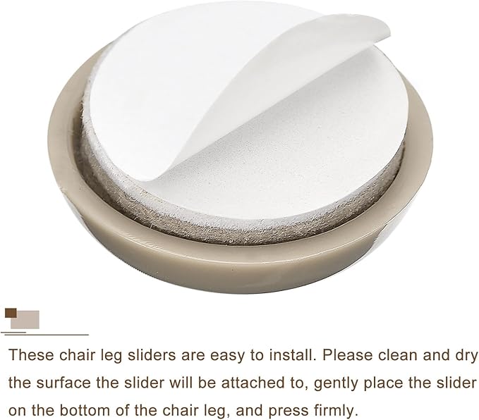 uxcell Furniture Sliders, 8Pcs 1" - Plastic Self-Adhesive Round Sliding Pads, Chair Glides for Carpeted Tile Vinyl Hardwood Floors (Grey)