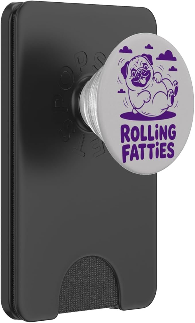 Rolling Fatties Funny Pug Design Chubby Dog Cartoon Art PopSockets PopWallet for MagSafe