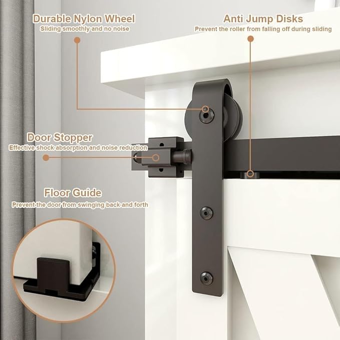 2.5FT Super Mini Sliding Barn Door Hardware Kit for Single Door TV Stands Small Cabinets, J-Shaped Hanger (No Cabinet)
