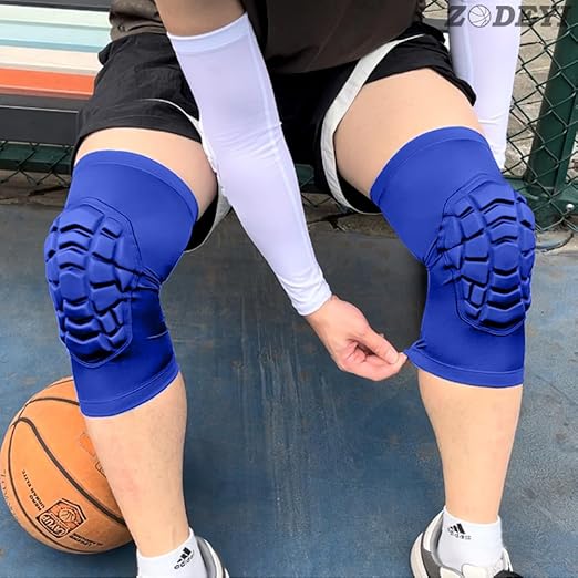 Wrestling Knee Pads Short Knee Sleeve, 2 Pcs Knee Compression Sleeve for Football, Basketball, Volleyball(Blue_L_2 Pcs)