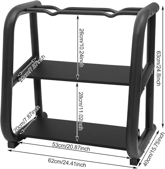3-Tier Dumbbell Rack, 220.46LB Capacity Heavy-Duty Weight Plate Holder for Home Gym, Adjustable Barbell Rack with Sturdy Groove and Smooth Edge for Dumbbells, Kettlebells & Weight Plates (Rack Only)