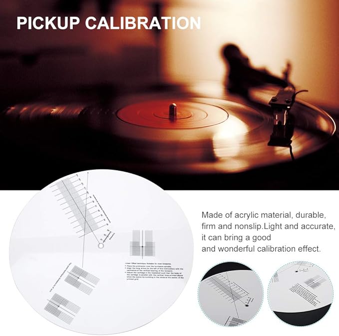 Turntable Cartridge Alignment Protractor Mat, Anti-sliding LP Vinyl Record Pickup Calibration Plate Distance Gauge Protractor Adjustment Tool Ruler for Turntable Accessor