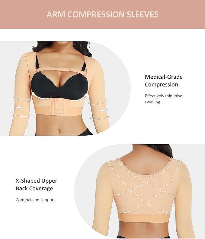 FeelinGirl Upper Arm Shaper for Women Faja Post Surgery Slimming Compression Sleeves Arm Lipo Compression Garments