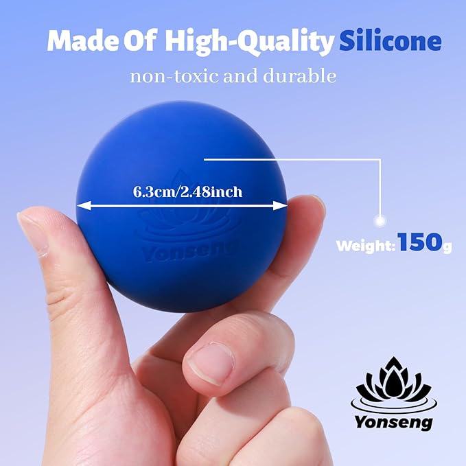 Physical Yoga Balls Massage Lacrosse Balls for Myofascial Release, Trigger Point Therapy, Muscle Soreness Deep Tissue Massage Physical Therapy Equipment(2 Pack,Red and Dark Blue)