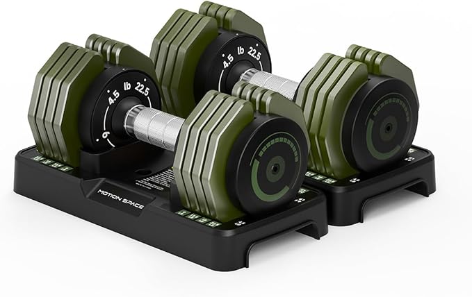 Adjustable Dumbbells Set 22.5LB Pair, 1-Sec Fast Adjustable 5 Free Weights, Premium Comfort Non-slip Metal Handle, Compact Size for Full Body Home Workout