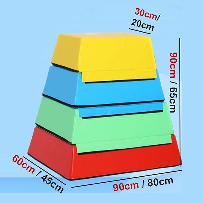 Jumping Boxes for Training, Kids Soft Plyo Box, 4 in 1 Stackable Jump Boxes, Weight Upgrade, Safety and Stability, Suitable for Home School Gym Outdoor Activities Exercise(Size:80×45×65×20cm)
