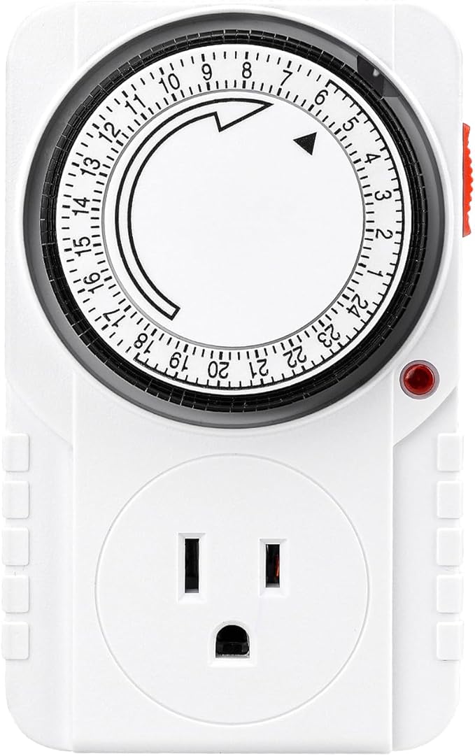 Baomain 24-Hour Indoor Mechanical Timer, 15A 125VAC ON/Off Single Outlet,3-Prong Plug Timer BND-60/U39N,ETL Listed