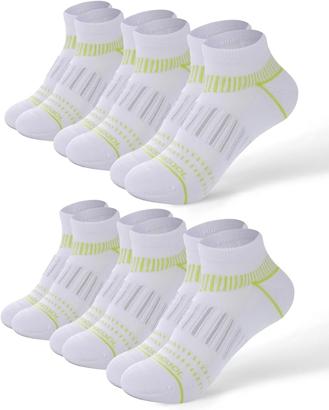 BAMBOO COOL Men's Athletic Ankle Socks Moisture Wicking, Anti-Odor Breathable Running Mesh Socks Arch Support, 8 Pack