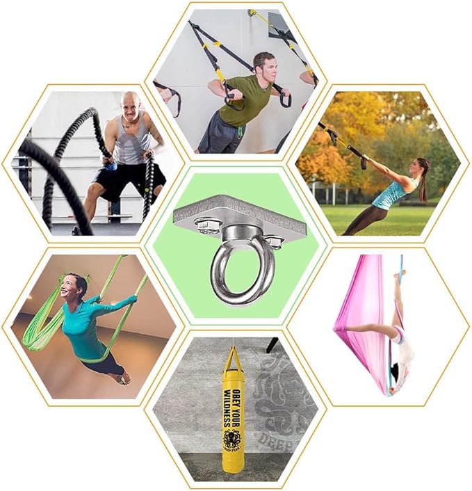 1800lb Capacity Wall Ceiling Mount Bracket for Suspension Strap, Battle Rope Anchor Ceiling Hook for Gymnastic Ring, Hammock Swing, Boxing Punching Bag