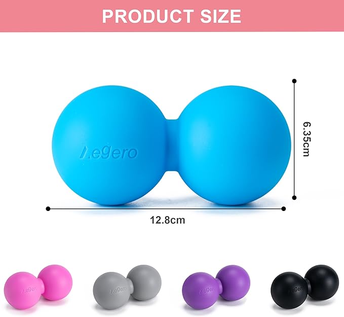 Peanut Massage Ball-Double Lacrosse Massage Ball, Mobility Ball for Myofascial Release,Yoga Therapy,Trigger Point Therapy,Muscle Knots and Acupoint Massage (Grey Firm Ball)