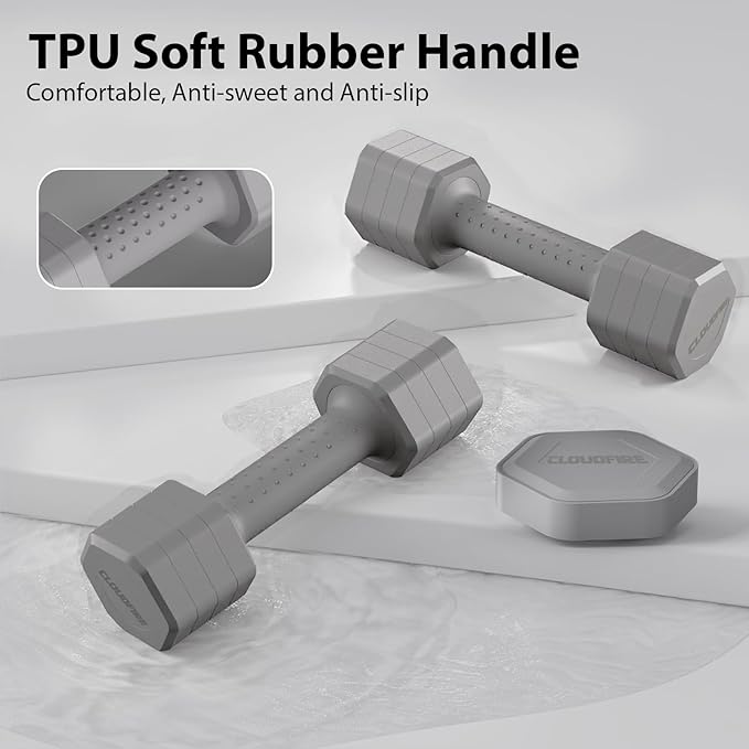 Adjustable Dumbbell Set of 2, 4 in 1 Free Weights Dumbbells Set, Hand Weights for Women at Home, 5 lb Dumbbells Set with Non-slip Comfort Handle for Home Gym Exercise Workout Training