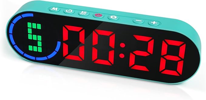 LUCORB Portable Gym Timer for Home Gym Interval Timer for Workout with Time Progress Bar/Rounds, Workout Clock for Boxing HIIT Tabata Emom Fitness Rechargeable Battery Powered…