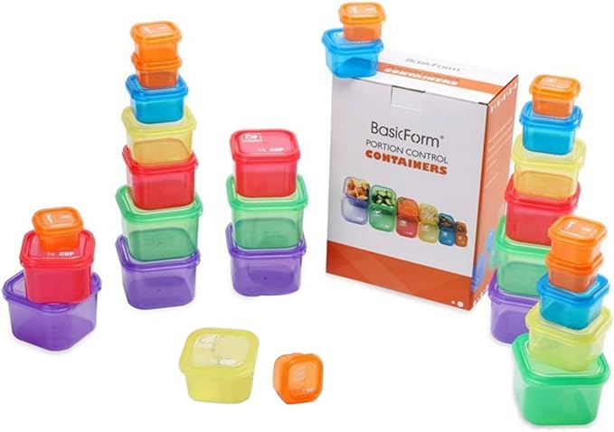 14pcs Portion Control Containers, Color & Icon Coded Meal Prep Kit for Weight Loss & Balanced Diet, Perfect for Fitness, Meal Prep, Work & Travel