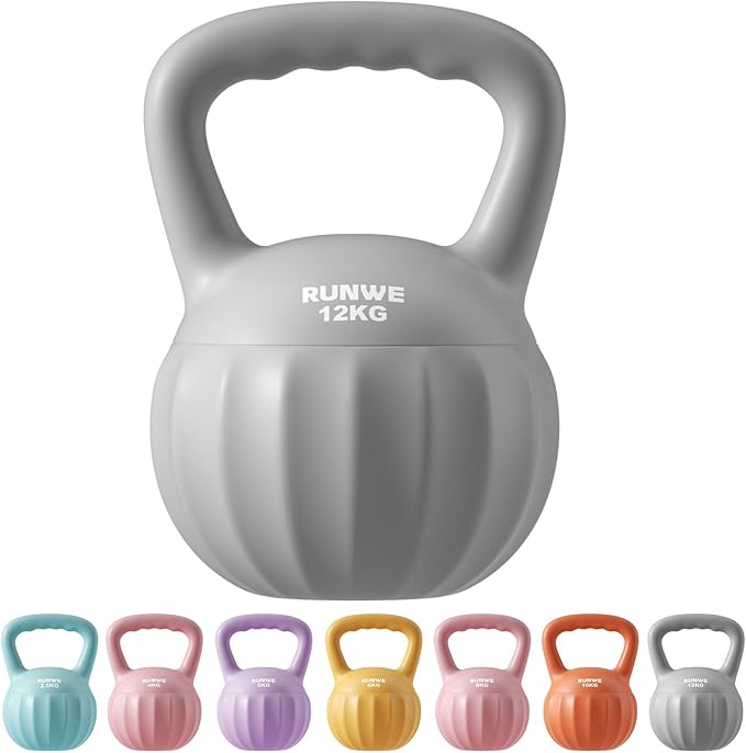RUNWE Kettlebell Weight for Women and Men (Sold in Single Not in Set) Multiple Weight & Color Options from Beginners to Pros Hand Weight Core Strength Training