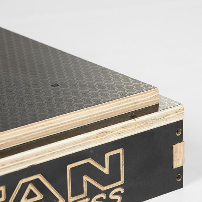 Titan Fitness 16in Anti-Slip Stackable Wooden Plyometric Box, Pro-Duty Plyo Box, Jump Step-Up Box Squat, Home Garage Gym Training