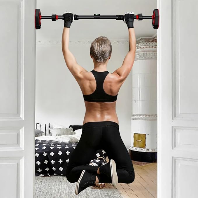 Ciieeo Adjustable Doorway Pull up Bar with Secure Locking No Drilling Installation Comfortable Grip for Home Gym Strength Training 39.37 Inch Portable Fitness Equipment