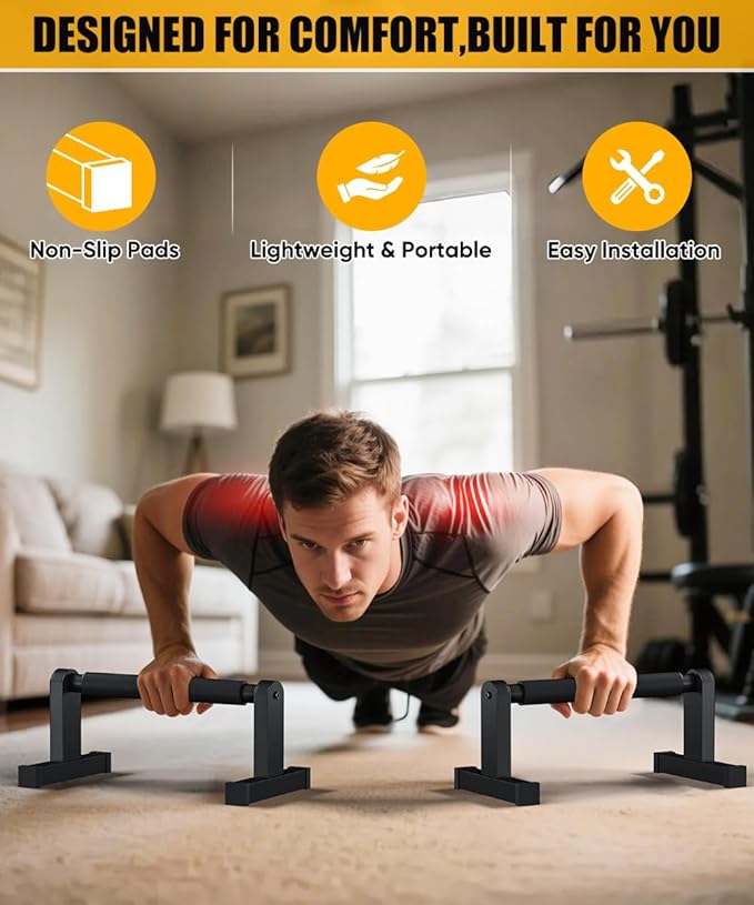 Push Up Bars, Heavey Duty Parallettes Dip Bar with Non-slip Grips for Calisthenics Planche L Sit Handstand Fitness Floor Workout, Pushup Station Handles Stand for Gym Strength Training