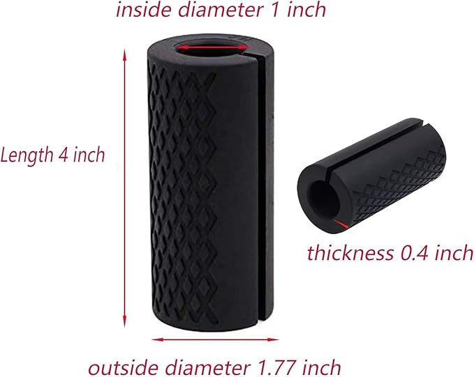 Thick Dumbbell & Barbell Grips for Weightlifting - High-Density Silicone Rubber, Non-Slip Gym Grips for Muscle Growth, Hand Stress Relief, Arm Blaster Adapter Black (1 Pair)