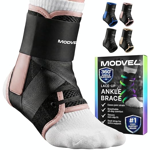 MODVEL Slim Lace Up Ankle Brace, Adjustable Ankle Braces for Men, Ankle Brace for Women, Ankle Support for Women – Figure 8 Ankle Brace Strapping with Soft Pads for Sprained Joint Stability Ankle Wrap