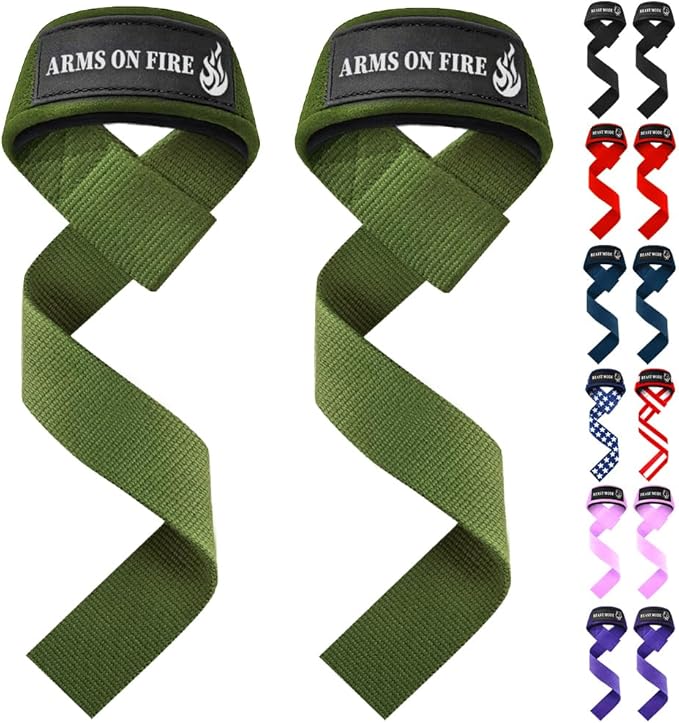 TECEUM Lifting Straps for Weightlifting Gym Strength Training - Wrist Straps with Neoprene Padded Cotton - Men & Women – Ideal for Powerlifting, Bodybuilding & Deadlifts