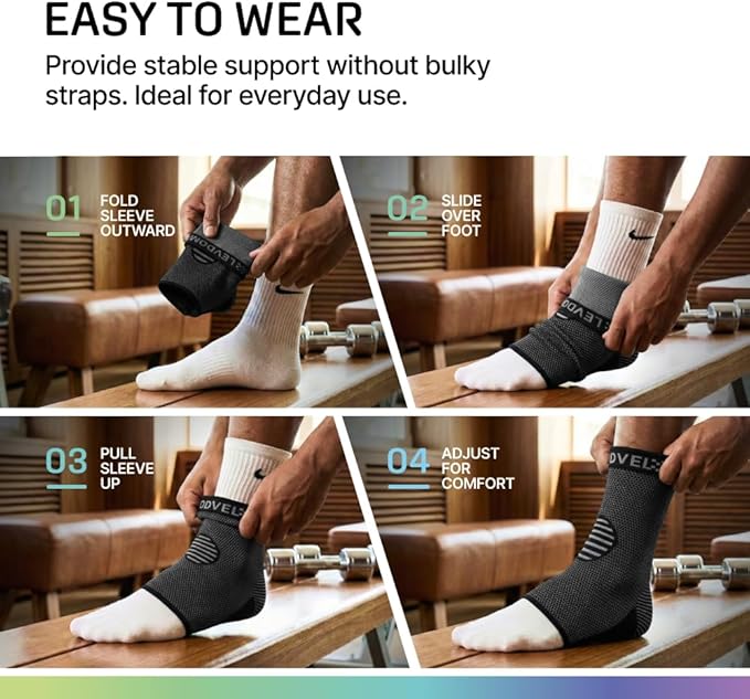 Modvel Ankle Brace for Women & Men - Compression Ankle Sleeve & Foot Brace, Right Left Ankle Support for Sprained Ankle, Achilles Tendonitis, Plantar Fasciitis Relief, Running Basketball Soccer