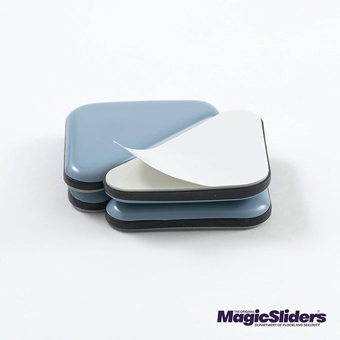 Magic Slider 04557 Triangular Sliding Discs – Silicon Material | Protection for Scratches on Furniture, Tiles, Vinyl Floors|Size- 2x2x2-1/2|Colour-Grey