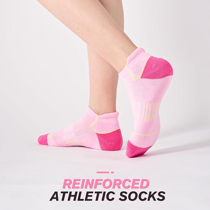 Niorasen Ankle Socks for Women 6 Pairs, Cotton Cushioned Athletic Running Socks, Breathable Low Cut Sports Socks