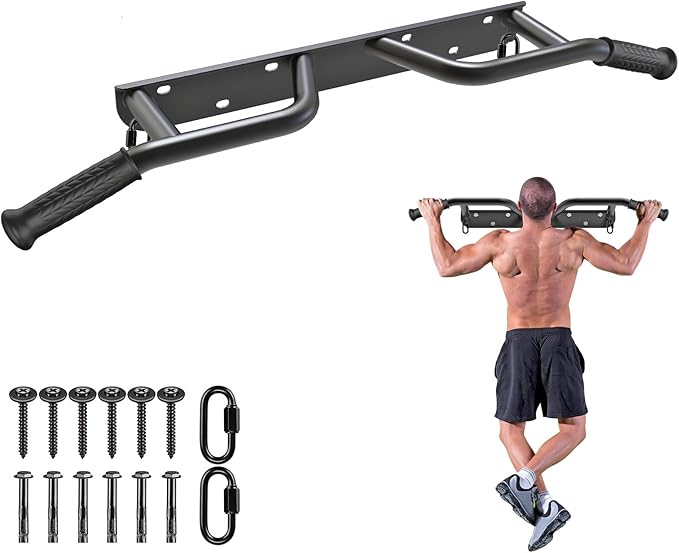 SELEWARE Heavy Duty Welded Pull Up Bar, Versatile Doorway Wall Mount, Joist Mounted, and Ceiling Mounted Chin Up Bars, Thick Metal Sturdy Construction for Full Body Workouts Support 500 lbs
