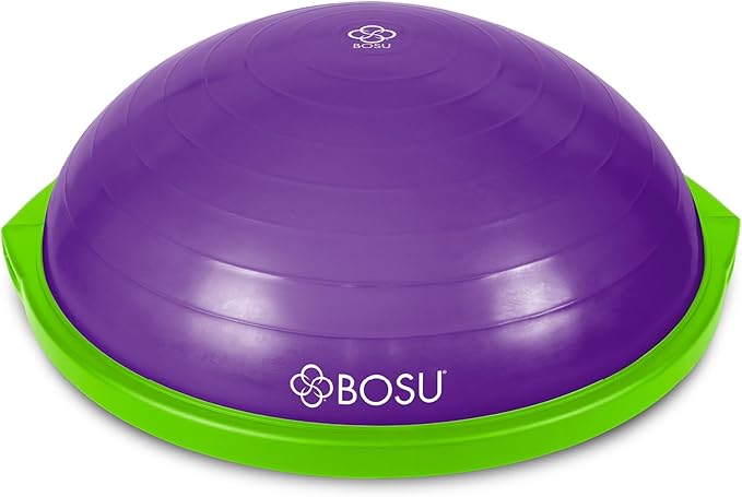 Bosu Balance Ball Exercise Trainer, Home Gym Equipment w/Guided Workouts & Pump, 26" Inflatable Fitness Platform for Strength Training, Standing, Balancing, and Core Workout