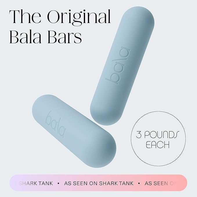 Bala Bars Dumbbell Set for Women & Men - Set of 2 Bars Designed for Walking, Strength Training, HIIT, Boxing & Aerobics - Hand Weights for Working Out at Home