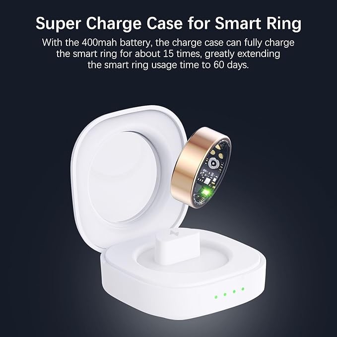 FKGZJF Smart Rings for Women Men, Fitness Ring with Heart Rate, Blood Oxygen, HRV, Stress, Sleep Tracker, Step Tracker, No Subscription Fee, lP68 Waterproof Smart Ring for iPhone & Android (Gold 11#)