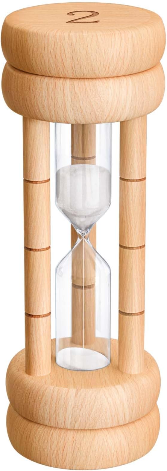2 Minute Hourglass, Wood Sand Timer, Mini Wooden Sand Watch 2 Min,Unbreakable Sandglass, Teachers Classroom Time, Toothbrush Timer, White
