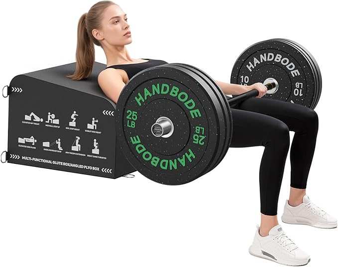 HANDBODE Hip Thrust Bench, Multi-Functional Slip-Free Hip Thrust Machine for Glute Bridge, Box Jump, Push-Ups, Squat, Ab Exercise, Suitable for Home & Gym