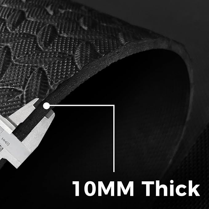 4x6ft Gym Floor Mat 10mm Thick - Large TPE/NPE Foam Workout Mat for Home Gym, Garage Floor, Yoga & Exercise - Non-Slip Eco-Friendly Fitness Mat (Black)