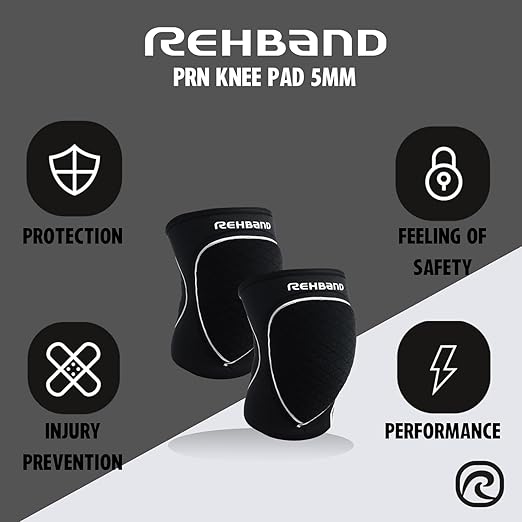 Rehband Knee Pads for Volleyball, Handball & Indoor Sports, Neoprene Knee Sleeve Protector, Comfortable & Snug Fit, Shock-absorbing Sports Knee Pads Unisex, Colour:Black - 1 Pair, Size:XX-Large