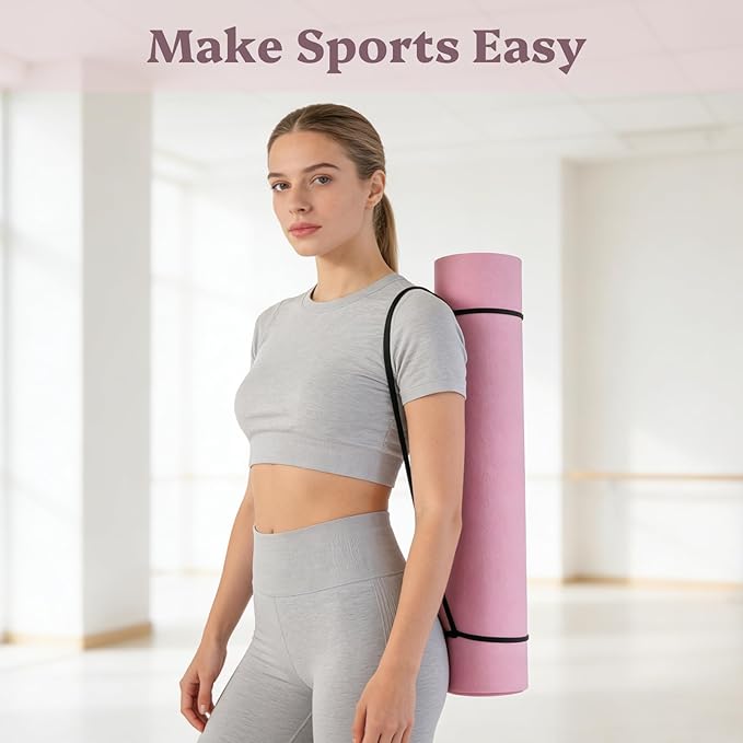 Yoga Mat Non Slip, Pilates Fitness Mats, 72" x 24" Extra Width ＆ Thick, Anti-Tear Exercise Mat with Carrying Strap, Workout Mats for Stretching,Yoga Studio,Gym or Home Workouts
